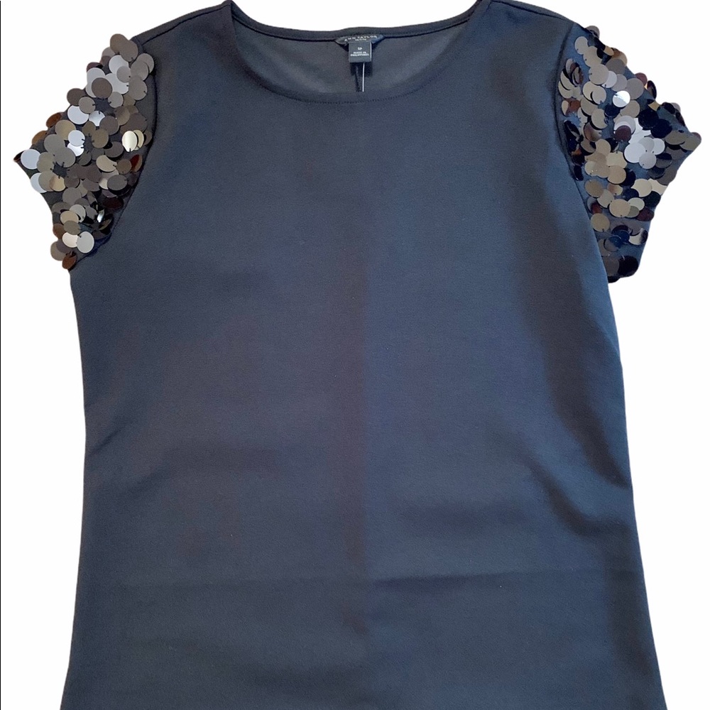 Ann Taylor Black Sequin Cap Sleeve Party Top